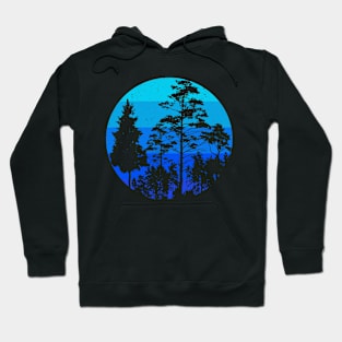 Retro Sunset Minimalist Trees Hoodie